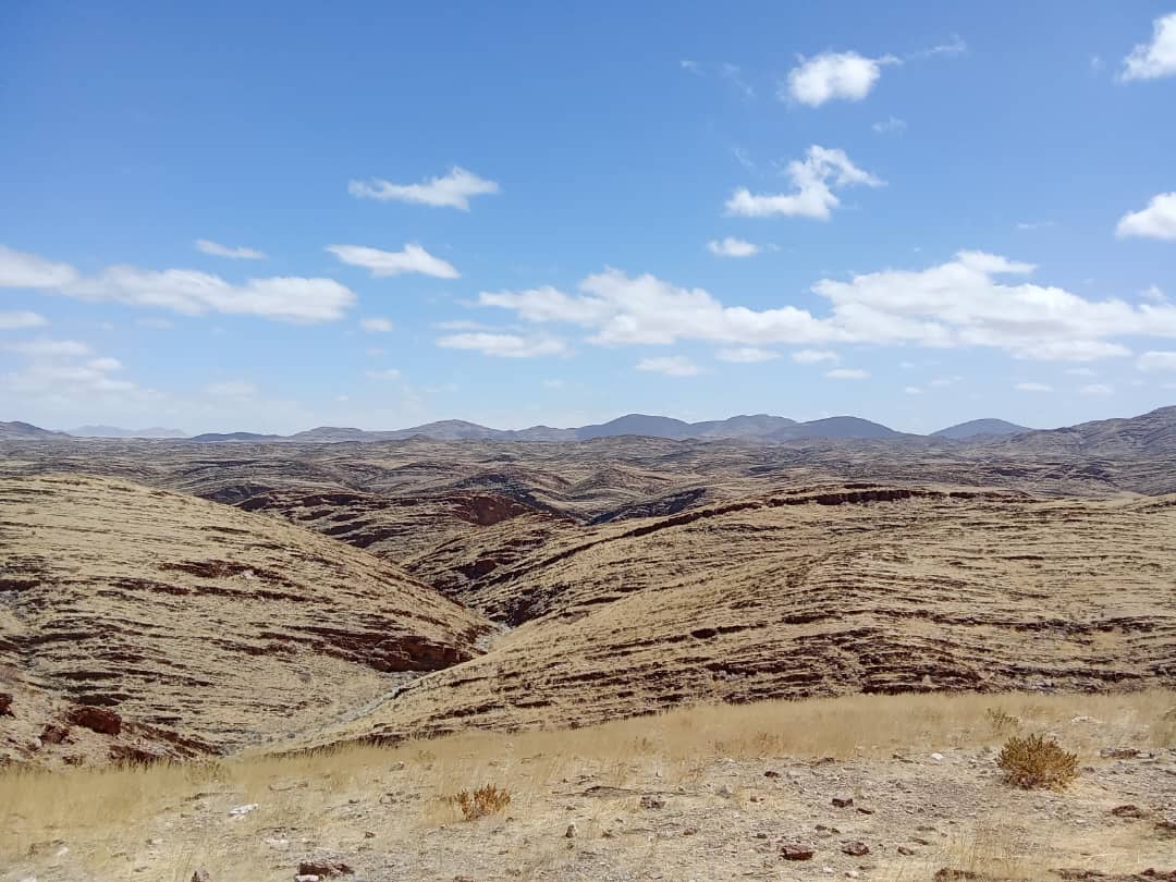Layered hills and open valleys of the Namib escarpment